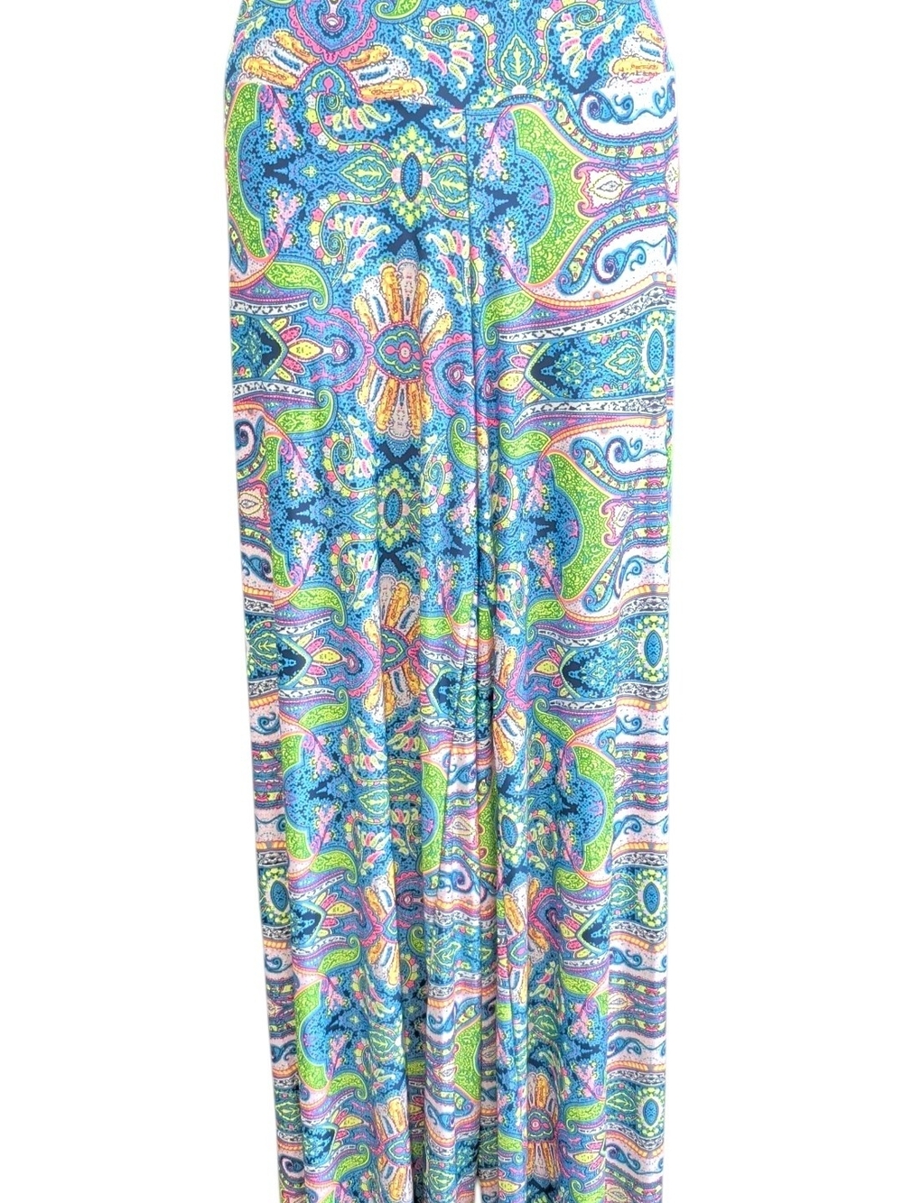 Blue Paisley Wide Legged Pants with Multicolor Print
